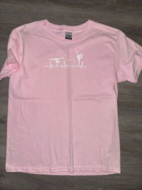Gildan Pink Kids' Gymnastics Heartbeat Tee with White Graphic
